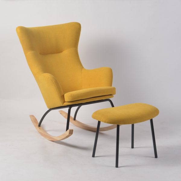 Wingback Nursery Rocking Chair with Wooden Base