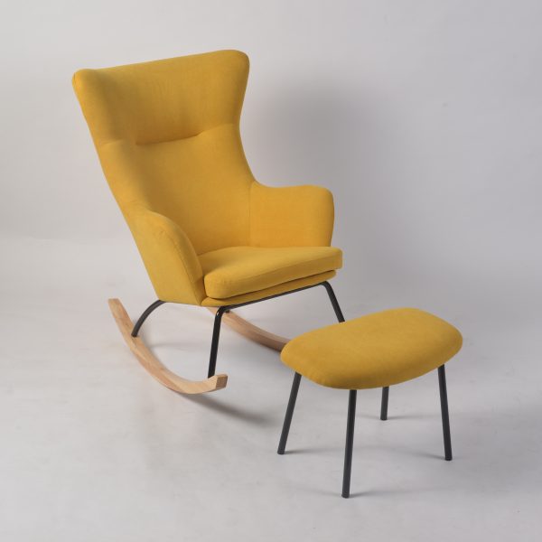 Wingback Nursery Rocking Chair with Wooden Base