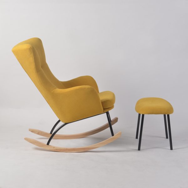 Wingback Nursery Rocking Chair with Wooden Base