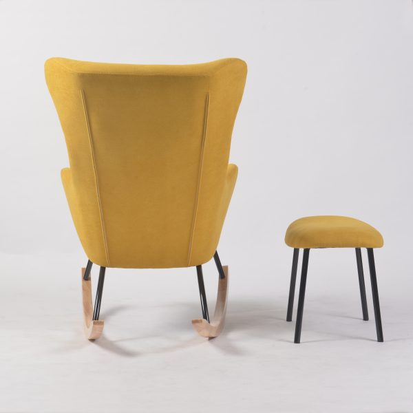 Wingback Nursery Rocking Chair with Wooden Base