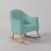 Mint green kids rocking chair with wooden rockers