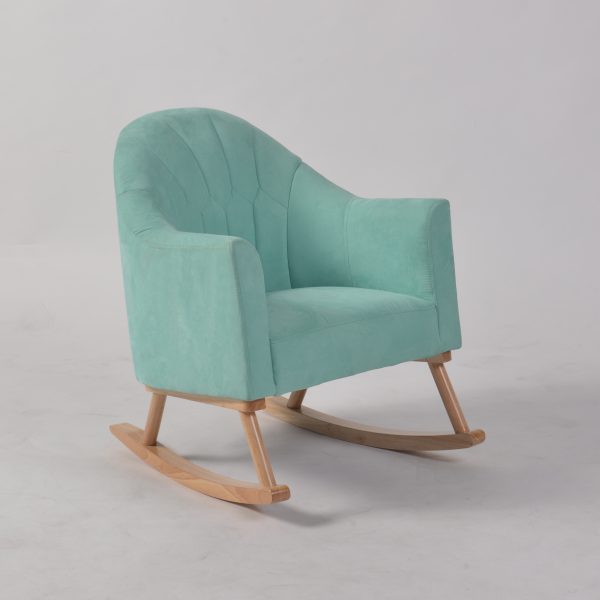 Mint green kids rocking chair with wooden rockers