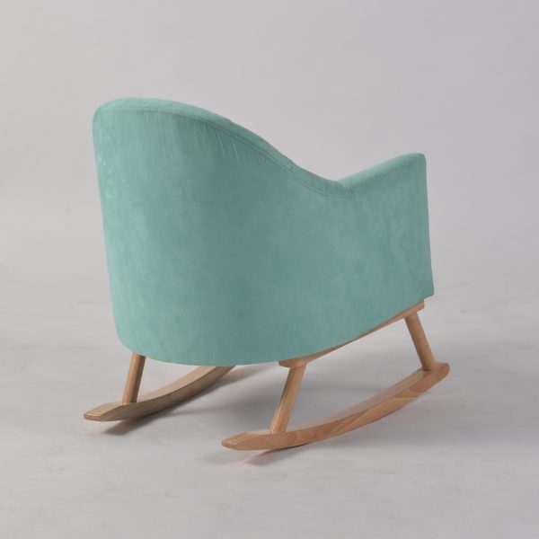 Side view of mint green kids rocker chair