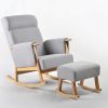 Padded Arm Nursery Rocking Chair Set Gray nursery rocking chair with padded armrests and rocking ottoman