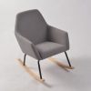 Modern Upholstered Nursery Rocking Chair Upholstered nursery rocking chair with gray fabric and wooden rocker rails