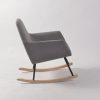 Modern Fabric Nursery Rocker Gray fabric nursery rocker with black metal frame and wooden rails