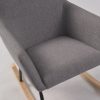 Upholstered Nursery Rocking Chair – Front View Front view of upholstered nursery rocking chair with optional headrest