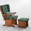 Green Nursery Glider Chair with Ottoman Green upholstered wooden nursery glider chair with matching ottoman side view