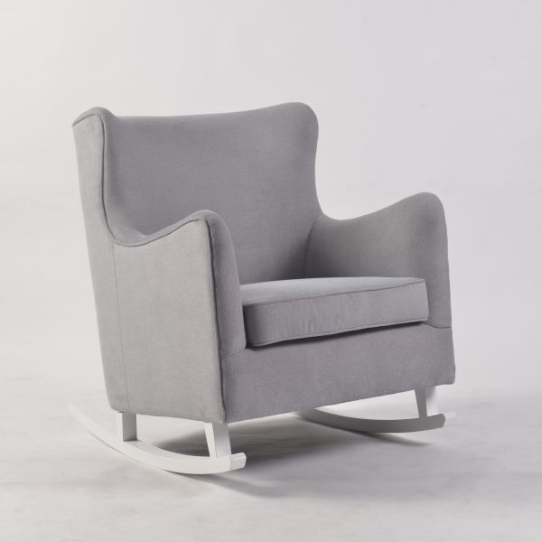 DSC_9517 Wingback Upholstered Nursery Rocking Chair