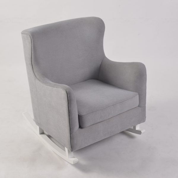 DSC_9518 Wingback Upholstered Nursery Rocking Chair