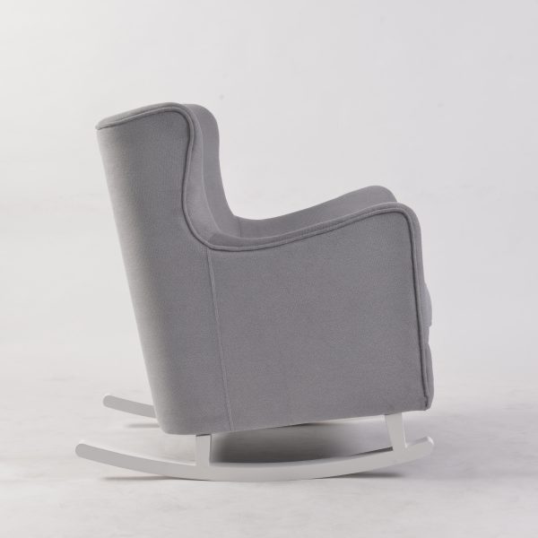 DSC_9521 Wingback Upholstered Nursery Rocking Chair
