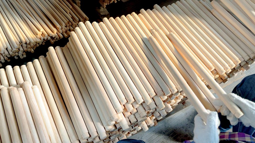 Wooden nursery furniture components prepared for production