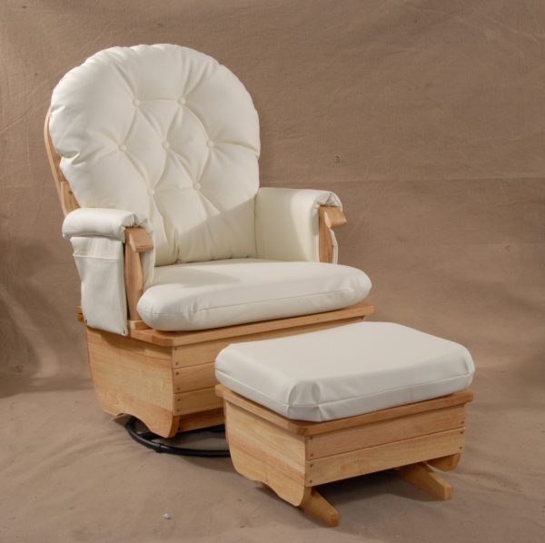 Tufted Nursery Glider Chair with Ottoman White Set White tufted nursery glider chair with matching padded ottoman