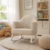 T6052 Upholstered Nursery Rocking Chair with Wooden Rocker Base