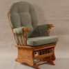 Upholstered Wooden Nursery Glider Chair Wooden nursery glider chair with cushioned seat and button-tufted back