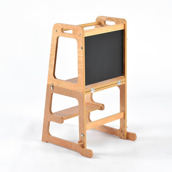TH014 本色 (7) 2-in-1 Convertible Learning Tower and Kids Table with Chalkboard