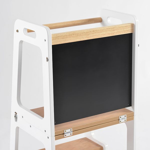 TH014 白 (10) 2-in-1 Convertible Learning Tower and Kids Table with Chalkboard