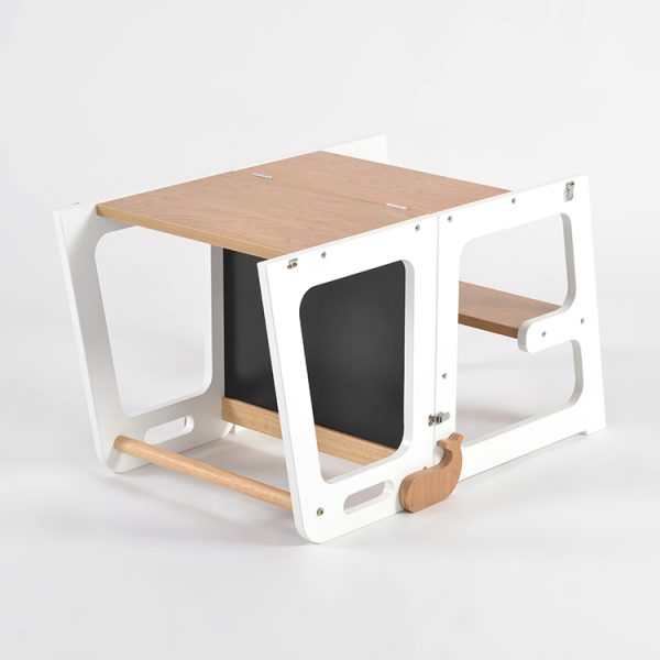 Convertible Learning Tower in Table Mode 2-in-1 learning tower converted into a child-sized table with chalkboard