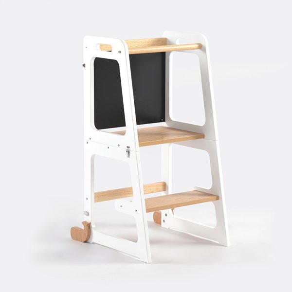TH014 白 (2) 2-in-1 Convertible Learning Tower and Kids Table with Chalkboard