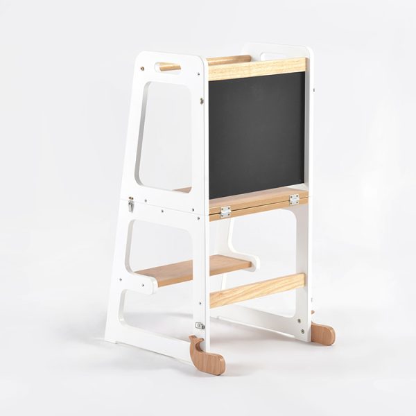 2-in-1 Convertible Learning Tower with Chalkboard 2-in-1 convertible learning tower with wooden platform and built-in chalkboard
