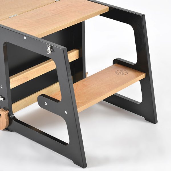 TH014 黑 (18) 2-in-1 Convertible Learning Tower and Kids Table with Chalkboard