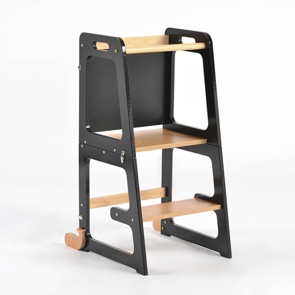 TH014 黑 (2) 2-in-1 Convertible Learning Tower and Kids Table with Chalkboard