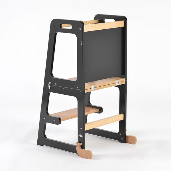 TH014 黑 (8) 2-in-1 Convertible Learning Tower and Kids Table with Chalkboard