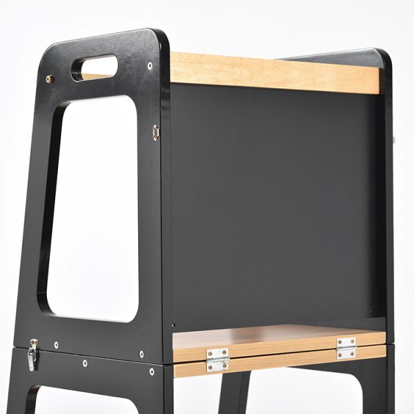 TH014 黑 (9) 2-in-1 Convertible Learning Tower and Kids Table with Chalkboard