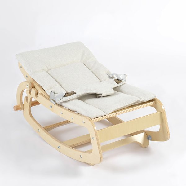 TH1306 本色木米白垫 (3) Wooden Baby Rocker with Soft Padded Seat