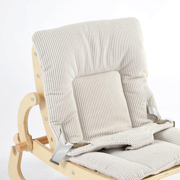 TH1306 本色木米黄垫 (5) Wooden Baby Rocker with Soft Padded Seat
