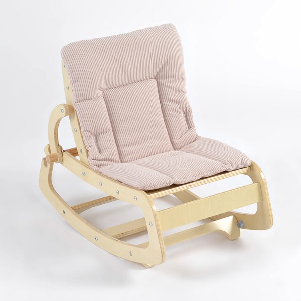 TH1306 本色木粉色垫 (2) Wooden Baby Rocker with Soft Padded Seat