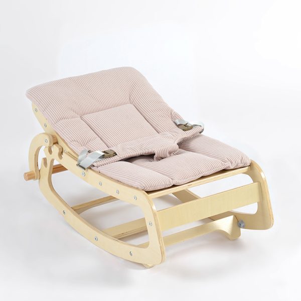TH1306 本色木粉色垫 (4) Wooden Baby Rocker with Soft Padded Seat