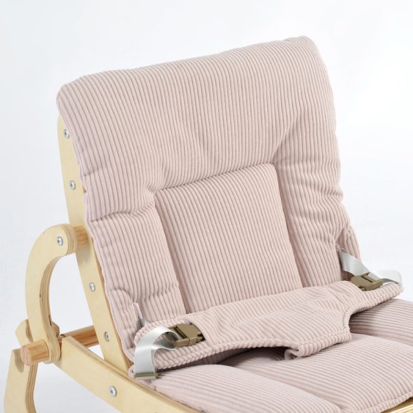 TH1306 本色木粉色垫 (5) Wooden Baby Rocker with Soft Padded Seat