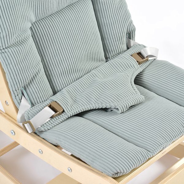 TH1306 本色木绿色垫 (1) Wooden Baby Rocker with Soft Padded Seat