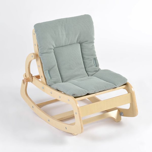 TH1306 本色木绿色垫 (2) Wooden Baby Rocker with Soft Padded Seat