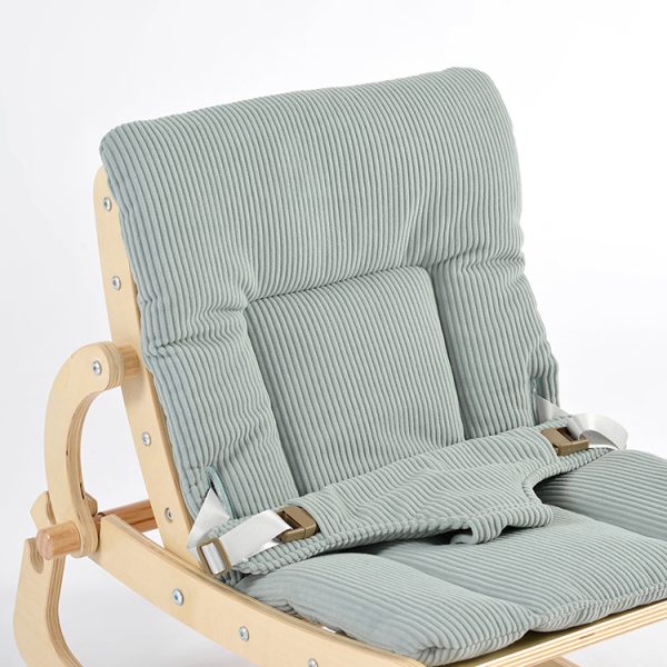 TH1306 本色木绿色垫 (5) Wooden Baby Rocker with Soft Padded Seat