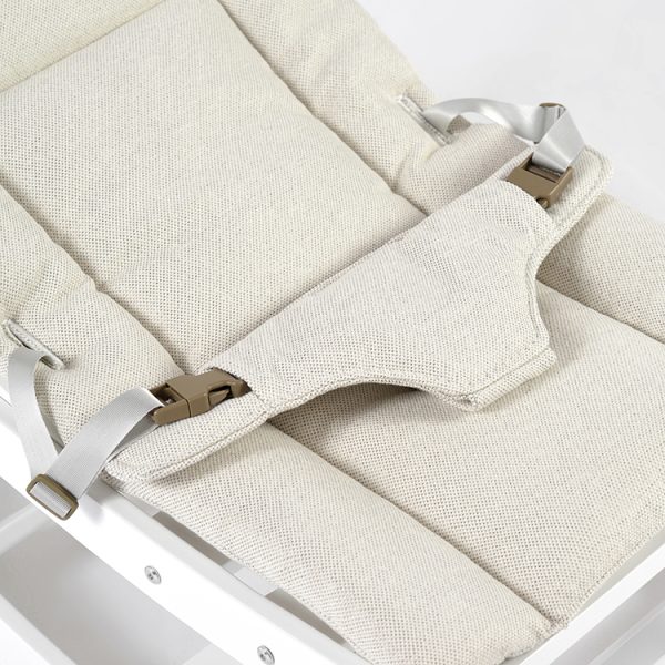 TH1306 白木米白垫 (2) Wooden Baby Rocker with Soft Padded Seat