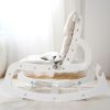 TH1306 白木米白垫 (27) Wooden Baby Rocker with Soft Padded Seat