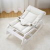 TH1306 白木米白垫 (29) Wooden Baby Rocker with Soft Padded Seat