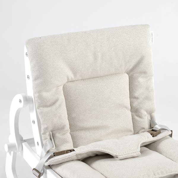 TH1306 白木米白垫 (3) Wooden Baby Rocker with Soft Padded Seat