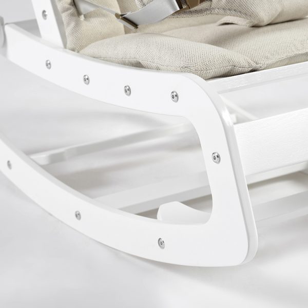 TH1306 白木米白垫 (7) Wooden Baby Rocker with Soft Padded Seat