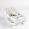 TH1306 白木米白垫 (8) Wooden Baby Rocker with Soft Padded Seat