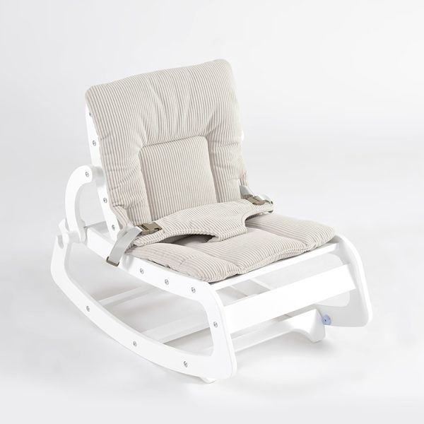 TH1306 白木米黄垫 (17) Wooden Baby Rocker with Soft Padded Seat