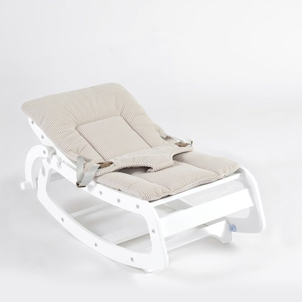 TH1306 白木米黄垫 (20) Wooden Baby Rocker with Soft Padded Seat