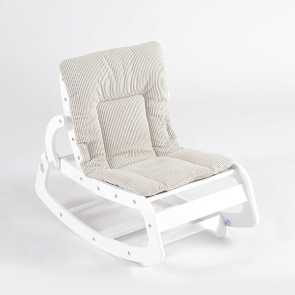 TH1306 白木米黄垫 (21) Wooden Baby Rocker with Soft Padded Seat