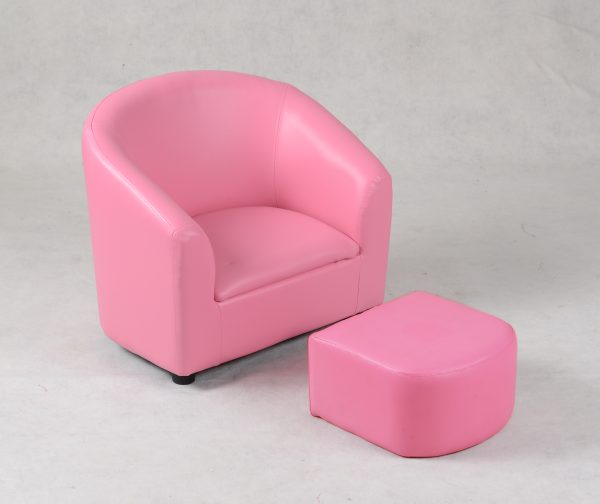 Pink kids tub chair with matching ottoman Pink kids tub chair with matching ottoman