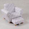 Kids Sofa and Ottoman Set – Floral Upholstered Armchair Floral kids sofa and matching footrest with soft upholstery and wooden legs