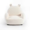 Cream bouclé kids sofa with rounded armrests and cute animal-ear backrest