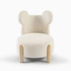 Mouse Ear Kids Chair – Front View Front view of cream mouse ear kids chair with soft upholstered seat and wooden legs