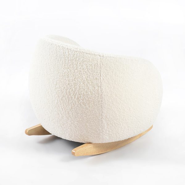 Bouclé Kids Rocking Chair with Wooden Rockers